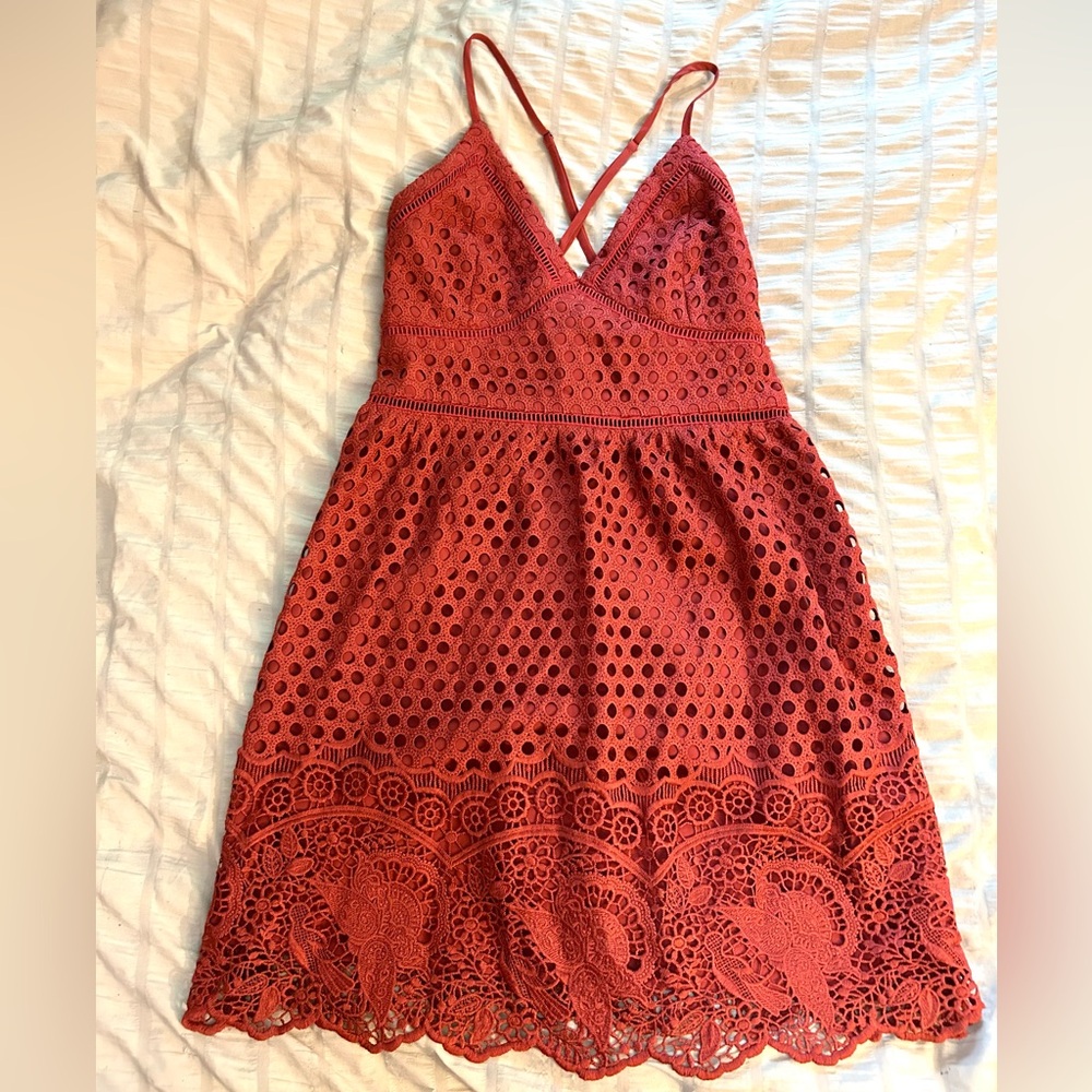 Abercrombie & Fitch Rust Red Crochet Eyelet Sundress